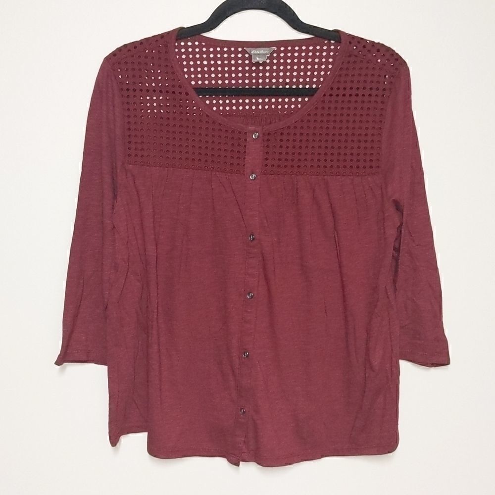 Eddie Bauer Red Long Sleeve Blouse
